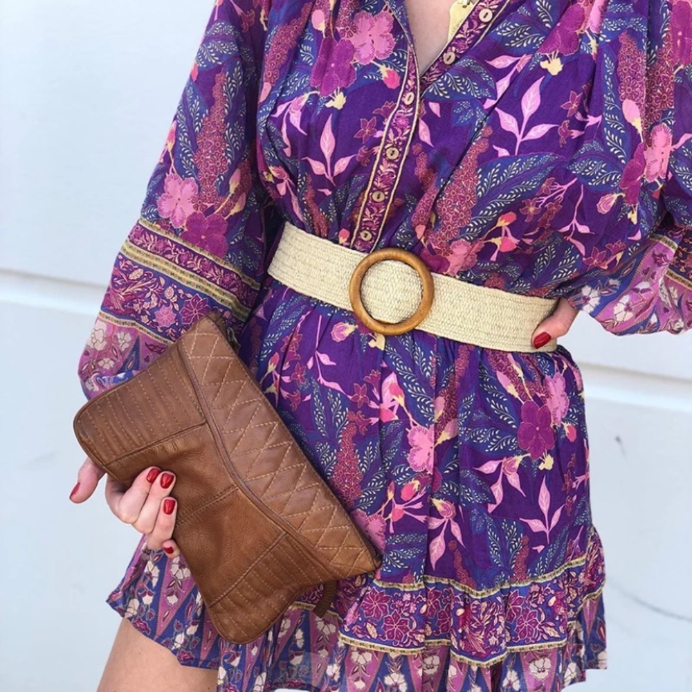 SOLD OUT Boho Purple Wisteria Long Sleeve Ruffled Dress - Picture 12 of 15